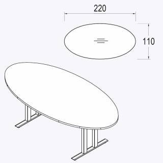 Techno by rb | Konferenztisch mit Ovalplatte - Typ 294/274 - 220 cm