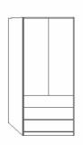 Wiemann LOFT | Gleitt&uuml;ren-Panorama-Funktionsschrank mit 3 Ausz&uuml;gen, 1 Faltt&uuml;r, T&uuml;ranschlag links - H&ouml;he 216