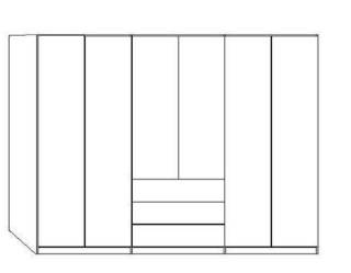 Wiemann LOFT | Gleitt&uuml;ren-Panorama-Funktionsschrank mit 3 Ausz&uuml;gen, 3 Faltt&uuml;ren - H&ouml;he 216 cm