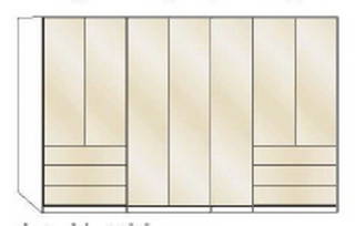 Wiemann LOFT | Gleitt&uuml;ren-Panorama-Funktionsschrank mit 6 Ausz&uuml;gen, 3 Faltt&uuml;ren, 1 Dreht&uuml;r - H&ouml;he 216 cm