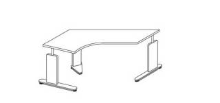 röhr Techno elektrisch höhenverstellbarer Schreibtisch ahorn L-Form,  C-Fuß-Gestell silber 180,0 x 80,0/100,0 cm ++ büroplus