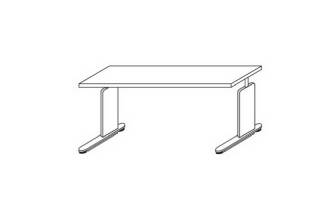 Techno by rb | Schreibtisch mit Rechteckplatte und Design-Fu&szlig;-Gestell in 80 - 180 cm Breite