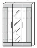 Cadre by rb | Kleiderschrank 3-t&uuml;rig, 1 Spiegel, 7 B&ouml;den, 1 Kleiderstange