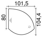 Objekt.Plus by rb | Anbauplatte (rechts) Linsenform mit St&uuml;tzfuss 101,5cm Type 070