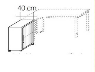 Röhr Objekt.Plus Anstellschrank Jalousiefront 2OH – 80 × 74–82 × 40 cm, weiß/alu