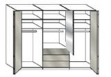 Wiemann LOFT | Gleitt&uuml;ren-Panorama-Funktionsschrank mit 3 Ausz&uuml;gen, 3 Faltt&uuml;ren, 2 Spiegel in Parsol-Bronze-Glas - H&ouml;he 216 cm