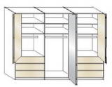 Wiemann LOFT | Gleitt&uuml;ren-Panorama-Funktionsschrank mit 6 Ausz&uuml;gen, 3 Faltt&uuml;ren, 2 Spiegel in Parsol-Bronze-Glas - H&ouml;he 216 cm
