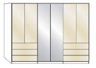 Wiemann LOFT | Gleitt&uuml;ren-Panorama-Funktionsschrank mit 8 Ausz&uuml;gen, 6 T&uuml;ren (2 Spiegelt&uuml;ren in Parsol-Bronze-Glas) - H&ouml;he 236 cm