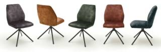 4-Fuß Stuhl | Vintage Veloursoptik mit Keder - schwarz matt