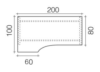 Objekt.Plus by rb | Schreibtisch mit Freiformplatte Links 200cm Type B49