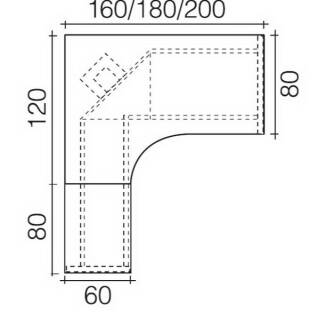 Objekt.Plus by rb | Winkelschreibtisch 90 Grad mit C-Fuß - 160x200 cm - Typ B94r/-R76l