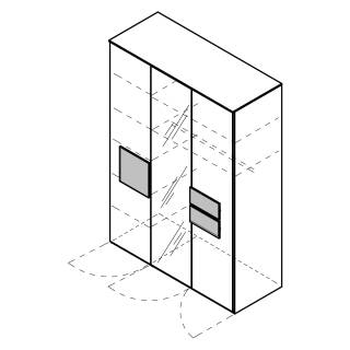 Röhr Clip Kleiderschrank 3-türig mit Spiegel – 151 × 215 × 62 cm