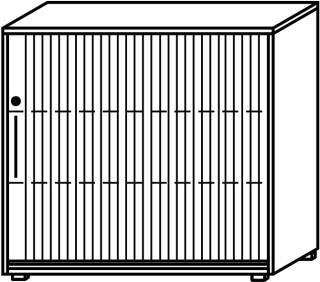 Objekt.Plus by rb | Jalousieschrank 3OH, Korpus weiß, Jalousie alufarbig, Griff links, 120 cm breit