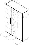 Cocoon by rb | Kleiderschrank 3-türig, mittlere...