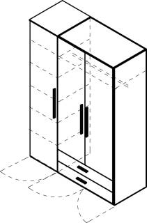 Cocoon by rb | Kleiderschrank 3-türig mit 2 Schubkästen