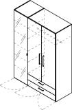 Cocoon by rb | Kleiderschrank 3-türig mit 2...