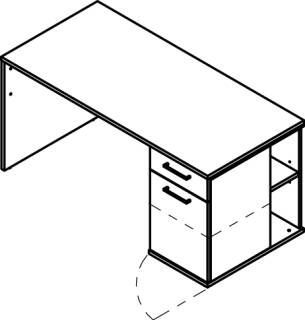 Cocoon by rb | Schreibtisch mit durchgehender Platte und Unterbaucontainer