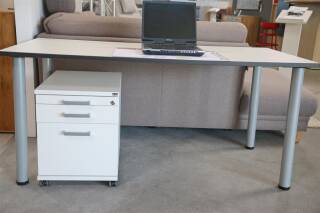Röhr Techno Schreibtisch/Rollcontainer Weiß Ausstellungsstück