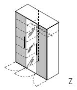 Qunit by rb | Kleiderschrank 3-türig, mittlere Tür mit Spiegel