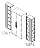 Qunit by rb | Anstellregal mit Rückwand und schmale Frontblende in Frontfarbe