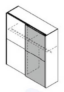Qunit by rb | Schwebetürenschrank - 1 Tür Frontfarbe / 1 Tür Korpusfarbe