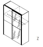 Qunit by rb | Schwebetürenschrank - linke Tür Korpusfarbe / rechts Spiegeltür