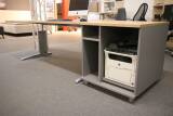 Röhr Techno Schreibtisch-Kombi – Freiform 180 cm + Drucker-Container, Eiche Sand