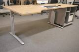 Röhr Techno Schreibtisch-Kombi – Freiform 180 cm + Drucker-Container, Eiche Sand