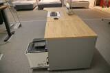 Röhr Techno Schreibtisch-Kombi – Freiform 180 cm + Drucker-Container, Eiche Sand