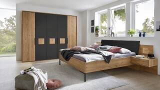 Wiemann Naxos Schlafzimmer-Set – Bianco Eiche & Lava, 5-türig, 180×200 cm