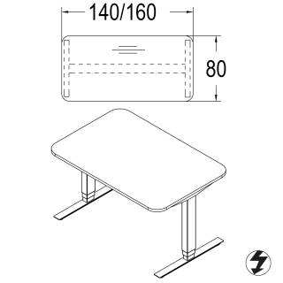 Röhr Flow Schreibtisch Softedge 140cm weiß  elektrisch höhenverstellbar Type 755