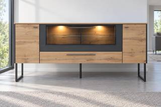 Die Hausmarke Sideboard Votan Eiche Schiefer grau