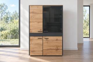 Die Hausmarke Highboard Votan Eiche Schiefer grau