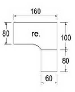 Typ R60r - Rechts / 160,0 cm / Anthrazit